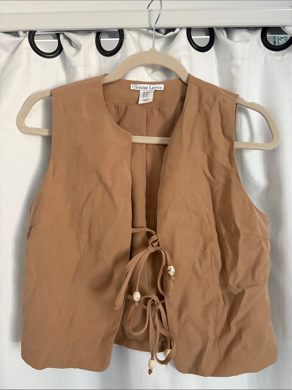 Christian Lacroix Camel Tie-Front Sleeveless Vest